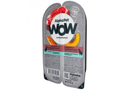 Влажный Корм Alphapet Wow Superpremium Для Собак с Чувствительным Пищеварением Говядина и Тыква в Соусе 85г 55339
