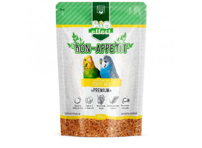 Корм Птиц Био Эффект Bon Appetit (Бон Аппетит) Premium Для Волнистых Попугаев Полнорационный 700г 