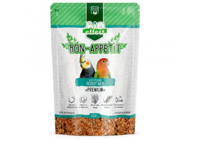 Корм для Птиц Био Эффект Bon Appetit (Бон Аппетит) Premium Полнорационный Для Средних Попугаев Линька  650г