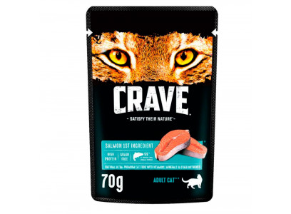 Влажный Корм Crave (Крэйв) Для Кошек Лосось в Желе 70г 