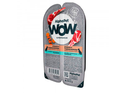 Влажный Корм Для Alphapet (Альфапет) Wow Superpremium Для Собак с Чувствительным Пищеварением Ягненок и Морковь в Соусе 85г 55315 