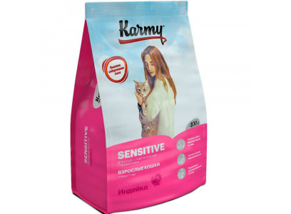 Корм Сухой для Кошек Karmy Sensetive 400г Чуств Пищ Индейка Н 