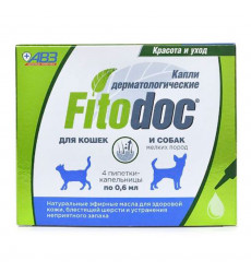 Fitodoс (Фитодок) Дерматологические Капли Для Кошек и Собак Мелких Пород 4 х 0,6 и Ав1416(Чв)