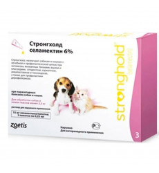 Стронгхолд Капли На Холку От блох, Ушных и чесоточных Клещей, Гельминтов Для Котят И Щенков 0,25мл 15мг Упаковка 3 Пипетки(Чв)