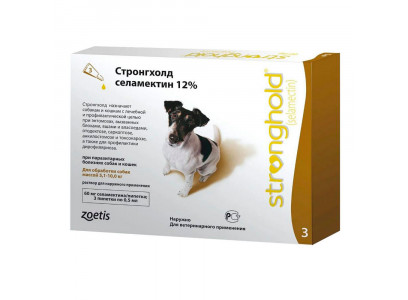 Стронгхолд Капли На Холку Против Блох, Ушных и Чесоточных Клещей, Гельминтов Коричневый Колпачок Для Собак 0,5мл 60мг 5-10кг Упаковка 3 Пипетки(Чв) 