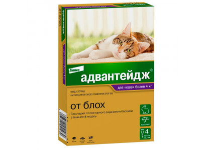 Адвантейдж Капли От Блох Для Кошек Более 4кг 0,8мл Упаковка 4 Пипетки(Чв) 