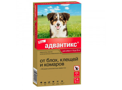 Адвантикс Капли На Холку Для Собак 10-25кг 2,5мл Упаковка 4 Пипетки(Чв) 
