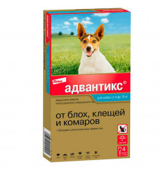 Адвантикс Капли На Холку От Блох и Клещей Для Собак 4-10кг 1мл Упаковка 4 Пипетки(Чв)