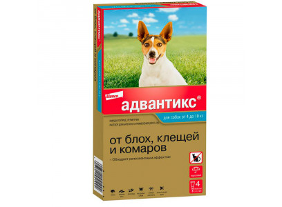Адвантикс Капли На Холку От Блох и Клещей Для Собак 4-10кг 1мл Упаковка 4 Пипетки(Чв) 