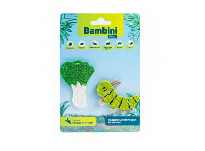 Игрушка Bambini Pets (Бамбини Петс) Для Грызунов Гусеница с Салатом Из Люфы Количество 2 Шт (36001)