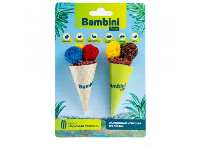 Игрушка Bambini Pets )Бомбини ПЕтс) Для Грызунов Мороженое Рожок Из Люфы Количество 2 Шт (36001)