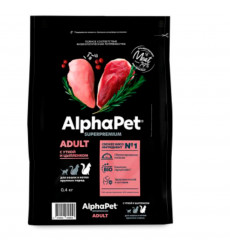 Сухой Корм Alphapet (Альфапет) Superpremium Для Кошек Крупных Пород Утка и Цыпленок 400г 56053