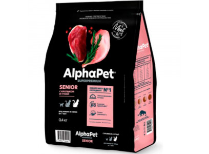 Сухой Корм Alphapet (Альфапет) Superpremium Для Кошек От 7 Лет Кролик и Утка 400г 55957