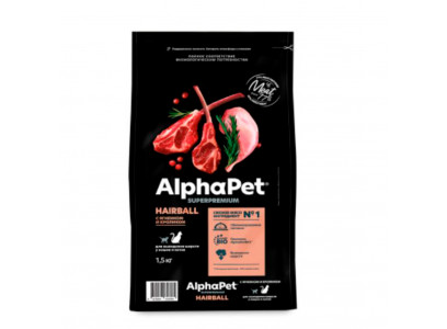 Сухой Корм Для Кошек Alphapet (Альфапет) Superpremium Вывод Шерсти Ягненок и Кролик 1,5кг 56084