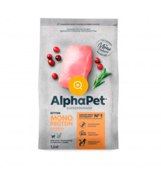 Сухой Корм Alphapet (Альфапет) Superpremium Monoprotein Для Котят Индейка 1,5кг 56473