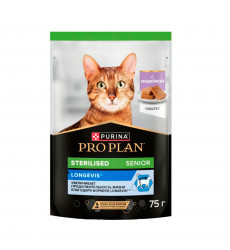 Влажный Корм  Pro Plan (Проплан) Sterilized Longevis +7 Для Стерилизованных Кошек Старше 7 Лет Индейка Паштет 75г
