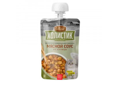 Лакомство Для Кошек Деревенские Лакомства Холистик Мясной Соус Из Курицы Премьер 90г 76051400 