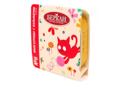 Консервы Беркли №6 Для Кошек Филе Курицы и Кальмар в Желе 100г