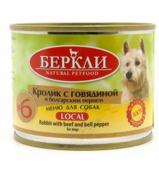 Консервы Для Собак Беркли №6 Кролик, Говядина и Болгарский Перец Все Стадии Жизни 200г