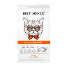 Сухой Корм Best Dinner (Бест Диннер) Adult Skin Coat Для Кошек с Чувствительной Кожей и Шерстью Утка Клюква 10кг
