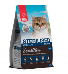 Сухой Корм Blitz (Блиц) Sterilized Для Стерилизованных Кошек с Чувствительным Пищеварением Лосось 400г 74241