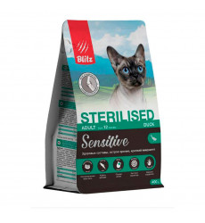 Сухой Корм Blitz (Блиц) Sensitive Sterilized Для Стерилизованных Кошек с Избыточным Весом с Чувствительным Пищеварением Утка 400г 74272