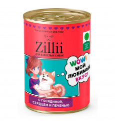 Консервы для Собак Zillii (Зилии) Говядина, Сердце и Печень 350г 5657503