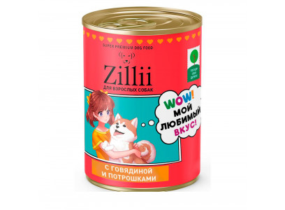 Консервы Zillii (Зиллии) Для Собак  Говядина Потрошки 350г 5657505 