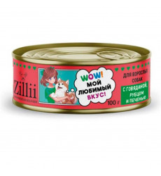 Консервы Zillii (Зиллии) Для Собак Говядина, Рубец и Печень 100г 5657514