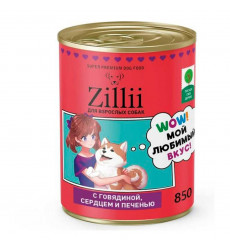 Консервы Zillii (Зиллии) Для Собак Говядина Сердце и Печень 850г 5657520