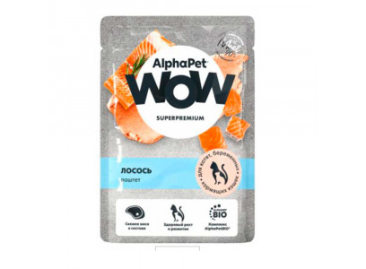 Влажный Корм Alphapet (Альфапет) Wow Superpremium Для Котят, Кормящих и Беременных Кошек Лосось Паштет 85г 55322 