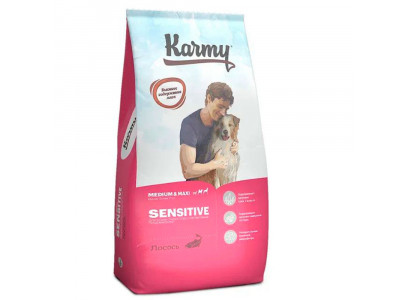 Сухой Корм Karmy (Карми) Sensitive Medium Maxi Для Собак Средних и Крупных Пород с Чувствительным Пищеварением Лосось 14кг 