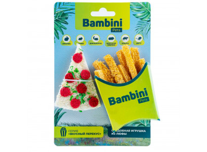 Игрушка Bambini Pets (Бамбини Петс) Для Грызунов Пицца и Картофель Фри Из Люфы 2шт 