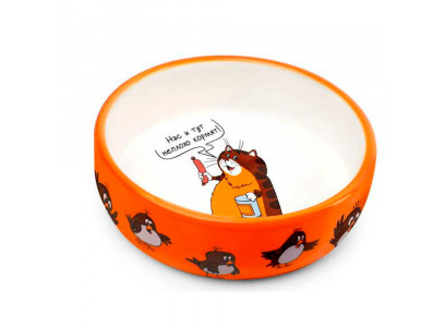 Миска Triol (Триол) Керамическая Для Животных Сытый Кот 0,35л Союзмультфильм 30231063 