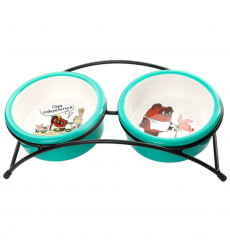 Миска Triol (Триол) Керамическая На Подставке Для Животных Пора Подкрепиться 2*0,25л Союзмультфильм 30231065