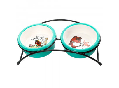 Миска Triol (Триол) Керамическая На Подставке Для Животных Пора Подкрепиться 2*0,25л Союзмультфильм 30231065 