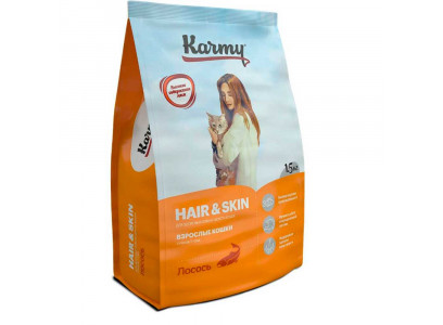 Сухой Корм Karmy (Карми) Hair & Skin Для Кошек Для Здоровья Кожи и Шерсти Лосось 1,5кг 