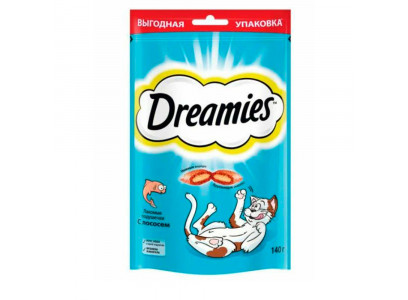 Лакомство Для Кошек Dreamies (Дримис) Лакомые Подушечки Лосось 140г 