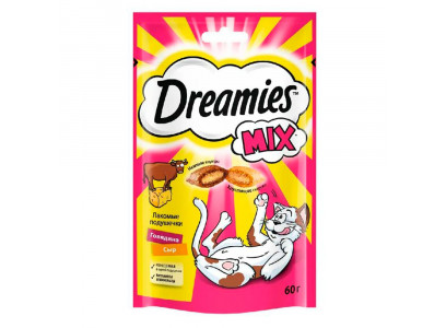 Лакомство для Кошек Dreamies (Дримис) Лакомые Подушечки Говядина и Сыр 60г 