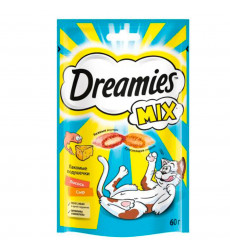 Лакомство для Кошек Dreamies (Дримис) Лакомые Подушечки Лосось и Сыр 60г