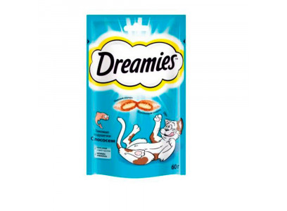 Лакомство Для Кошек Dreamies (Дримис) Лакомые Подушечки Лосось 60г 