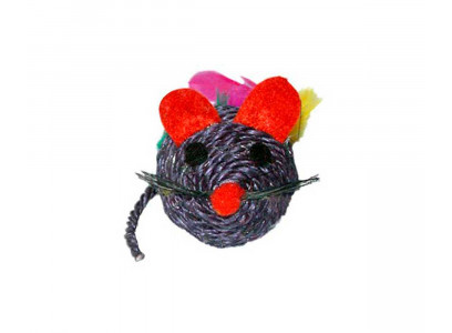 Игрушка Для Кошек Мышь с Перьями и Мятой Сизаль 6,5см Тм-2011 