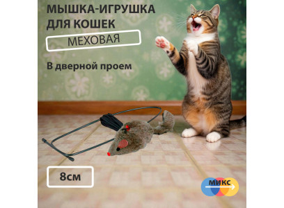 Игрушка Для Кошек Trixie (Трикси) Мышь На Резинке Крепящаяся На Дверной Проем 8см 4065 