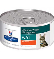 Hills (Хиллс) Prescription Diet W/D Digestive Weight Management Лечебные Консервы Для Кошек Для Поддержания Оптимального Веса и Здоровья При Сахарном Диабете Курица 156г