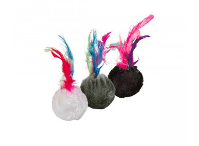 Игрушка Для Кошек Trixie (Трикси) Мяч Меховой с Перьями 4см 4126 