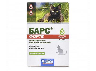 Капли Барс Форте Для Кошек 1мл 3шт Инсектоакарицидные Фипронил 