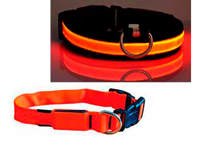 Ошейник Для Собак Buddy (Бадди) Светящийся 2,5*40-55см Оранжевый Hfc-002м