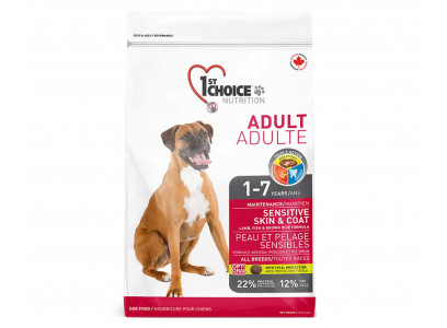 Сухой Корм 1st Choice (Фест Чойс) Для Собак с Чувствительной Кожей и Шерстью Ягненок, Рыба и Рис Dog Adult All Breeds Sensitive Skin & Coat 2,72кг (1*4) 