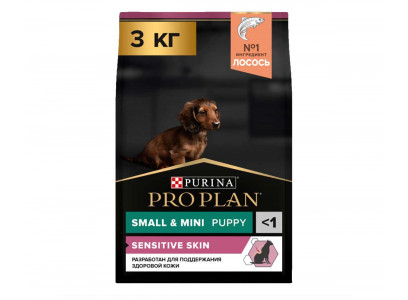 Сухой Корм Pro Plan (Проплан) Для Щенков Мелких и Миниатюрных Пород с Чувствительной Кожей Лосось и Рис Puppy Small Breed Sensitive Salmon & Rice 3кг (1*4)  