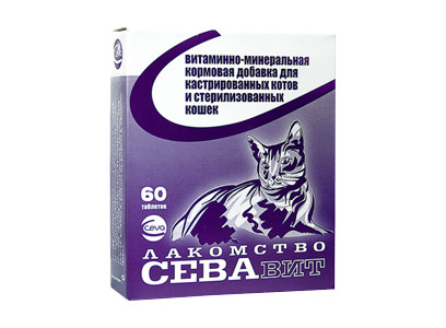 Витамины Для Кастрированных Котов и Стерилизованных Кошек СЕВАвит 60таб 